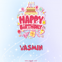 إسم Yasmin مكتوب على صور عيد ميلاد بالإنجليزي